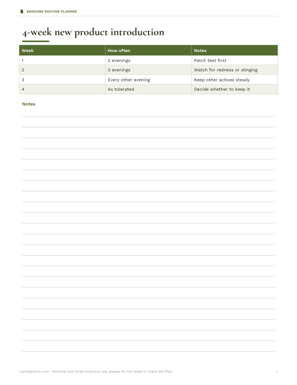 Preview of Printable Skincare Routine Introduction Planner